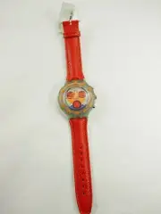 Swatch Aqua Red Harbor Watch Chronograph 22 Jewel New with tags circa 1990s