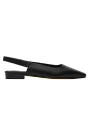 Nelson Made | Mimi Slingback Flat in Black Leather | The UNDONE