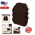 Slip-Resistant Brown Kitchen Chair Cushions Set of 6 – Easy Clean Fabric