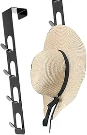 Over the Door Vertical Hooks, Over the Door Vertical Hanger - Vertical Metal Coat Rack with 4 Hooks, Door Rack for Coats, Hats, Robes, Shirts, Belts, Bags, Towels