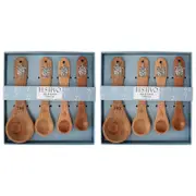 2x 4pc LVD Acacia/Metal Measuring Spoon Set Utensils Turtles
