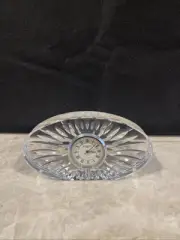 Vintage WATERFORD 5" Oval Crystal Quartz Desk Mantel Clock Needs Battery ***