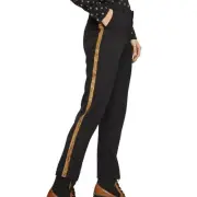 Scotch & Soda Atelier No. 4 Tailored Pants Snakeskin Trim Stretch Black XS NWT