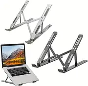 Portable Adjustable Tablet Computer Stand Aluminum Laptop Stand Foldable Desktop Tripod Tray Laptop Holder Riser Mount (Grey)
