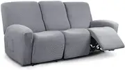 Recliner Sofa Covers Stretch for 1/2/3 Seats Jacquard Pattern Furniture Protector, Light Grey