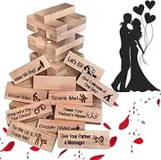 48pcs Wooden Tumble Tower Game，Party Night Blocks Game，Stacking Block Game，Wooden Board Stacking Game for Family Game Night Classic Game