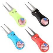4pcs Golf Divot Tools with USA Ball Marker Retractable folding Tools Magnetic