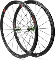 Kcolly Road Bike Wheelset 700C Carbon Fiber Ultra-Light 120 Decibel 40mm/1.57in Reflective Strip V/C Brake Compatible Supports 23C 25C 28C Tires