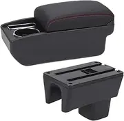 for Suzuki for Swift 2001-2024 Car Armrest Interior Details Storage Box Accessories Storage Box(C1 Black red NO USB1)