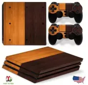 Wood PS4 Pro Vinyl Decal Cover Skin Sticker Console And 2 Controllers