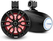 DS18 Hydro NXL-X8TP/BK 8" Marine Towers with Integrated RGB LED Lights - High Performance, Marine Grade IP65 Rated, UV Stable, 375 W Max 125 W RMS 4 Ohms (Pair)