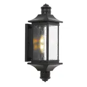 Leeds 2 Light Wall Light 230mm IP44 Black & Bubble Glass - LEEDS EX-BK