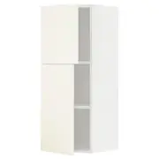 METOD wall cabinet with shelves/2 doors, white/Vallstena white, 40x37x100 cm