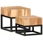 2x Solid Acacia Wood Side Table Accent Furniture Sofa Coffee Stand vidaXL