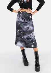 [Dolls Kill x Wizard of Oz] Fly Fly Fly Printed Midi Skirt