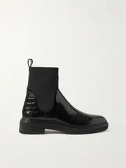 [Loeffler Randall] Loeffler Randall - Bridget Croc-effect Patent-leather Chelsea Boots - Black - US12 US 12 Black
