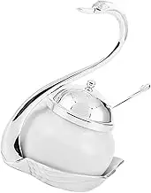 LAPYAPPE Swan Shaped Sugar Jar with Spoon Vintage Honey Pot Seasoning Container Elegant Design for Kitchen Organization Home Decor Airtight Spice Canister for Sugar Honey and Spices