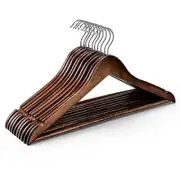 10 Pack Wooden Hangers with Swivel Hook for Clothes Coats Shirt Suit