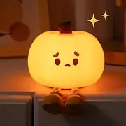 Myratts Pumpkin Night Light, Cute LED Lamp, Silicone Dimmable Nursery Nightlight for Kids, Rechargeable Bedside Touch Lamp, Funny Office Desk Light and Room Decor(Pumpkin)…