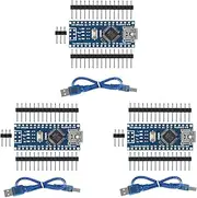 QCCAN 3PCS for Nano V3.0 ATMEGA328P Module CH340C Chip 5V 16MHz Mini USB Micro-Controller Board with 3PCS Mini USB Cable Compatible with Arduino