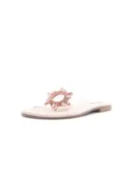 Cape Robbin Frozen Rinestone Mules Slides Sandals Nude Slip ON Flat Clear Mule