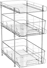 MOTYYA 3 Tier Bathroom Organizer with Dividers, Under Sink Pull Out Cabinet Storage for Kitchen Pantry, Multi-Purpose Medicine Cabinet