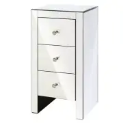 NNEDSZ Mirrored Bedside table Drawers Furniture Mirror Glass Quenn Silver