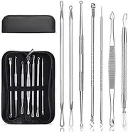 7Pcs Blackhead Remover Tools set Pimple Comedone Extractor Cleaner Acne Removal Popper Tool Sets for Removing Pimples, Blackheads, Zit on Face with Portable Metal Case(COLOR:silver)