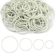350Pcs White Rubber Bands, 25mm/32mm/38mm/50mm Soft Elastic Bands Hair Ties for Hair Braids Hair Rubber Ring, 1"/1.25"/1.5"/2" Sturdy Rubber Band for School Home and Office Use