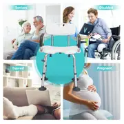 Costway Shower Chair Bath Stool Bathroom Seat Height Adjustable w/Armrest&Shower Buckle