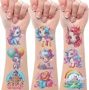 BUYUP temporary tattoo kids,145Pcs Glitter Styles Unicorn Temporary Tattoos - Perfect for Unicorn Birthday Party Decorations, Favors, Supplies, Gifts Goodie Bag Fillers, 12 Sheets