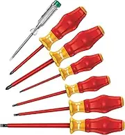 Wera 1160 I/1165 I/7 Kraftform Comfort VDE and Voltage Tester Screwdriver 7 Pieces Set