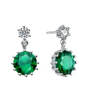Genevive Silver CZ Circle Drop Earrings