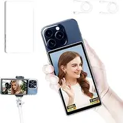 CP5 lite Selfie Monitor Screen 1080P Wireless Recording, 5‘’ Magnetic Phone Vlog Selfie Monitor Screen Using Phone Rear Camera for Live Stream TikTok,Compatible with iOS Android (White Case)