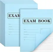 Skyygemm 50 Pcs Exam Blue Test Book 8.5" x 11" 8 Sheets 16 Pages Saddle Stitched Wide Ruled Format Examination Book for School Home Business Office