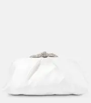 [Aquazzura] Aquazzura Very Bow Tie embellished satin clutch One Size white