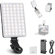 NEEWER Basics Clip on LED Selfie Light Compatible with iPhone, 2000mAh Rechargeable, Phone Clamp Holder & Cleaning Cloth, Webcam Laptop Zoom Video Conference Recording Makeup Fill Lighting, NL-60AI