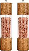 AIMALL 2 PCS 8-Inch Wood and Acrylic Pepper Grinder Set, Manual Salt and Pepper Mills with Adjustable Ceramic Cores