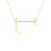 10k Yellow Gold Round Diamond Initial L Letter Necklace 1/20 Cttw