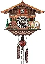WUDLEP Traditional Cuckoo Wall Quartz Clock, Retro Cuckoo Birdhouse Clocks, House Clock for Wall Hanging Decorations, Traditional Forest Wood Clocks, Brown