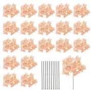 20 Sets Artificial Hydrangea Flower Heads with Stems for Bouquet,Light Orange