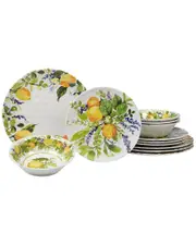 Certified International Melamine 12pc Lemon Zest Dinnerware Set