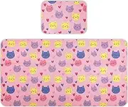 Cooling Baby Mattress pad Cover 28" x 52" Breathable Mattress Protector pad for Baby&Toddler Cartoon Pink Cat Heart