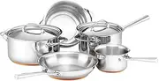 Essteele Per Vita 5-Piece Stainless Steel Cookware Set, Induction, Gas and Electric Compatible, Copper Base, Dishwasher & Oven safe, Silver