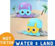 Moonwalk LAND/WATER Octopus Clockwork Pull Along and Bath Buddy Purple / Blue