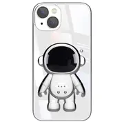 For iPhone 14 Phone Case with Astronaut Shaped Kickstand Electroplating Phone Cover with Lens Film