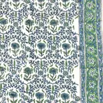 白藍灰花框 印度產手工藝用棉布 棉布 布料