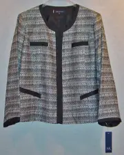 ANNE KLEIN WOMANS BLACK & WHITE TWEED COAT / JACKET SIZE 24 NEW WITH TAGS
