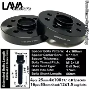 4PC 25MM THICK 4X100 57.1MM C.B WHEEL SPACER+12X1.5 BOLT FIT VOLKSWAGEN AND MORE (for: Volkswagen)