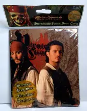 Johnny Depp and Orlando Bloom Pirates of the Caribbean fabric book cover.